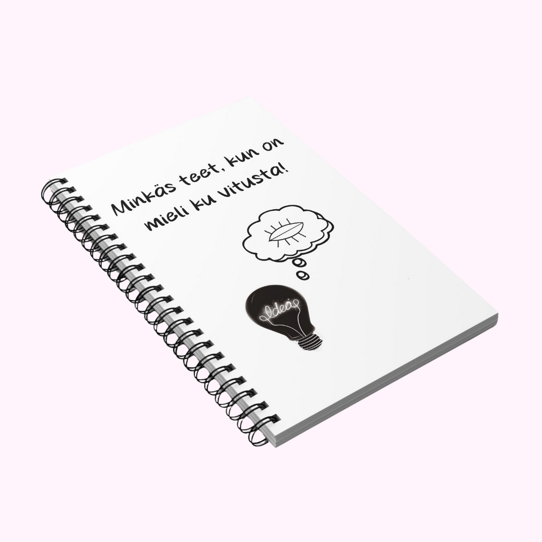 Muistikirja "Minkäs teet, kun on mieli ku vitusta!"