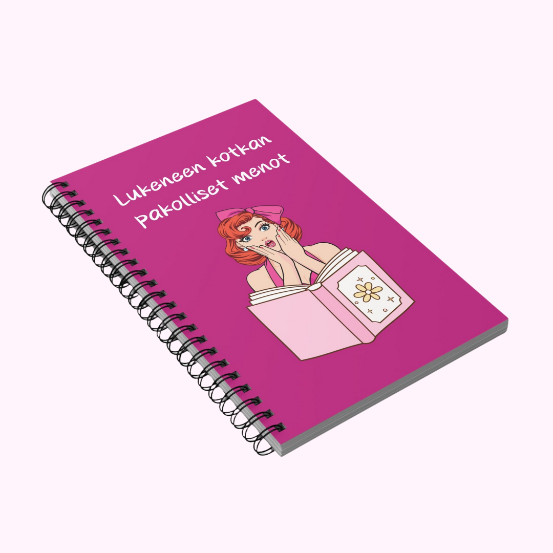 Muistikirja "Lukeneen kotkan pakolliset menot -muistikirja", pinkki