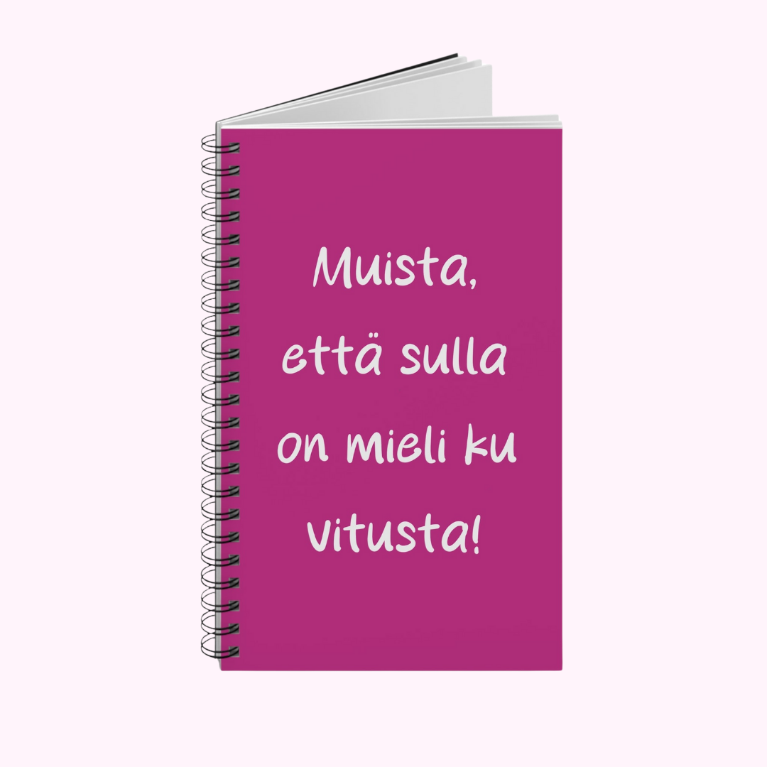 Muistikirja "Muista, että sulla on mieli ku vitusta", pinkki