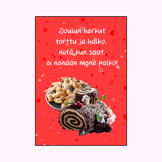 Joulukortti "Torttu ja halko"