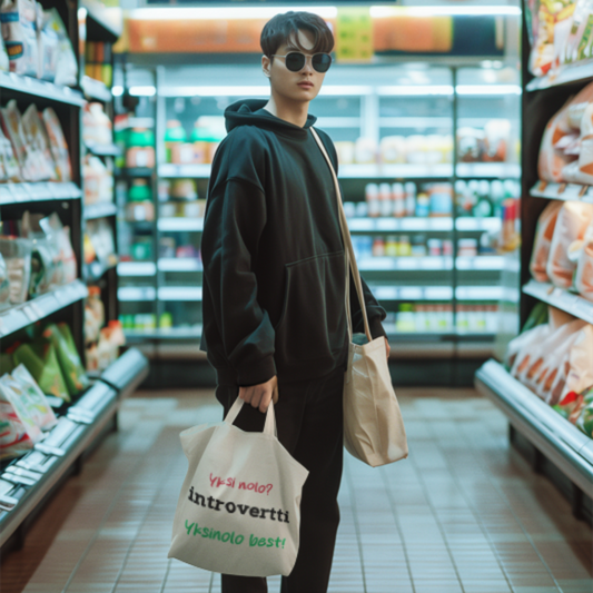 Kangaskassi "Yksi nolo introvertti"