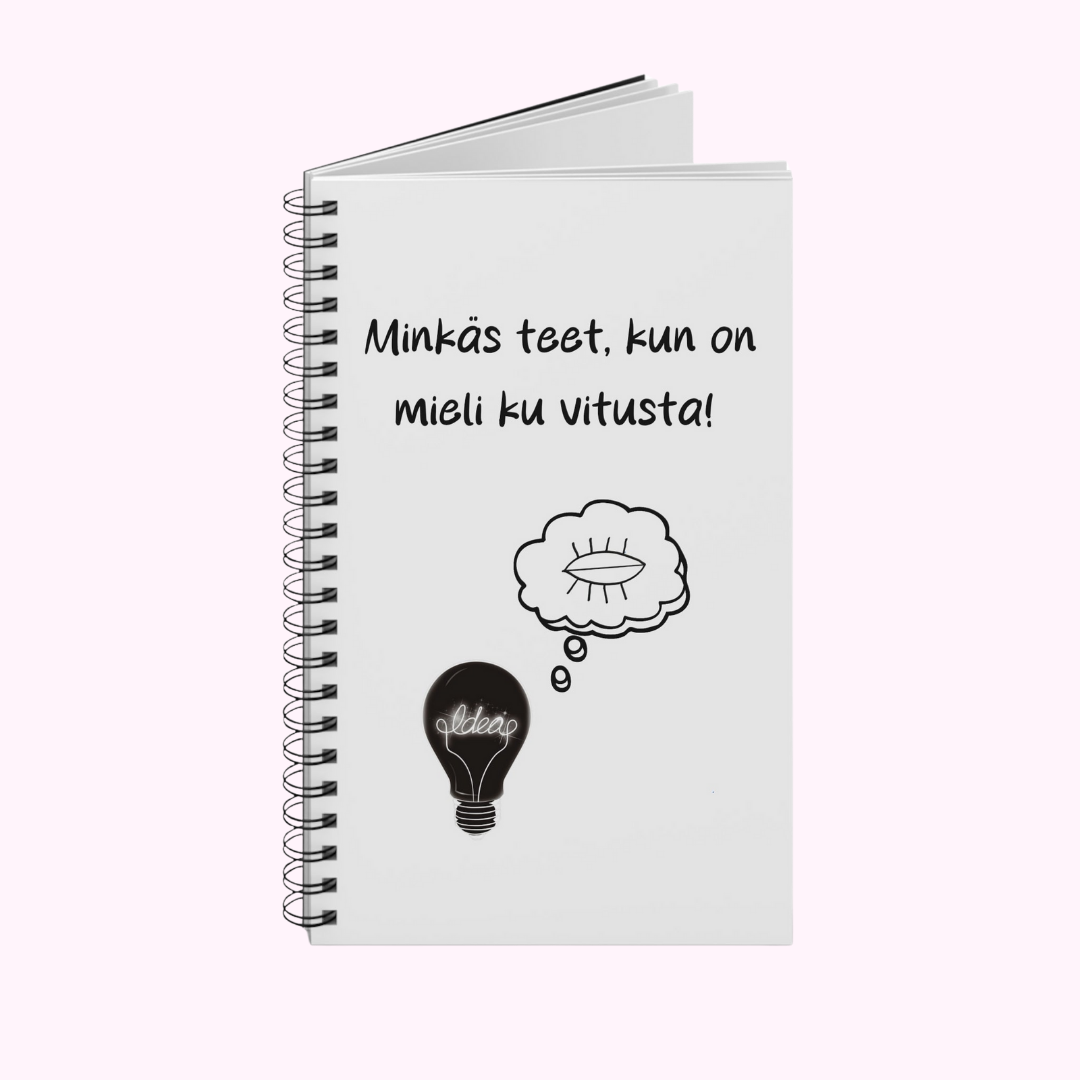Muistikirja "Minkäs teet, kun on mieli ku vitusta!"
