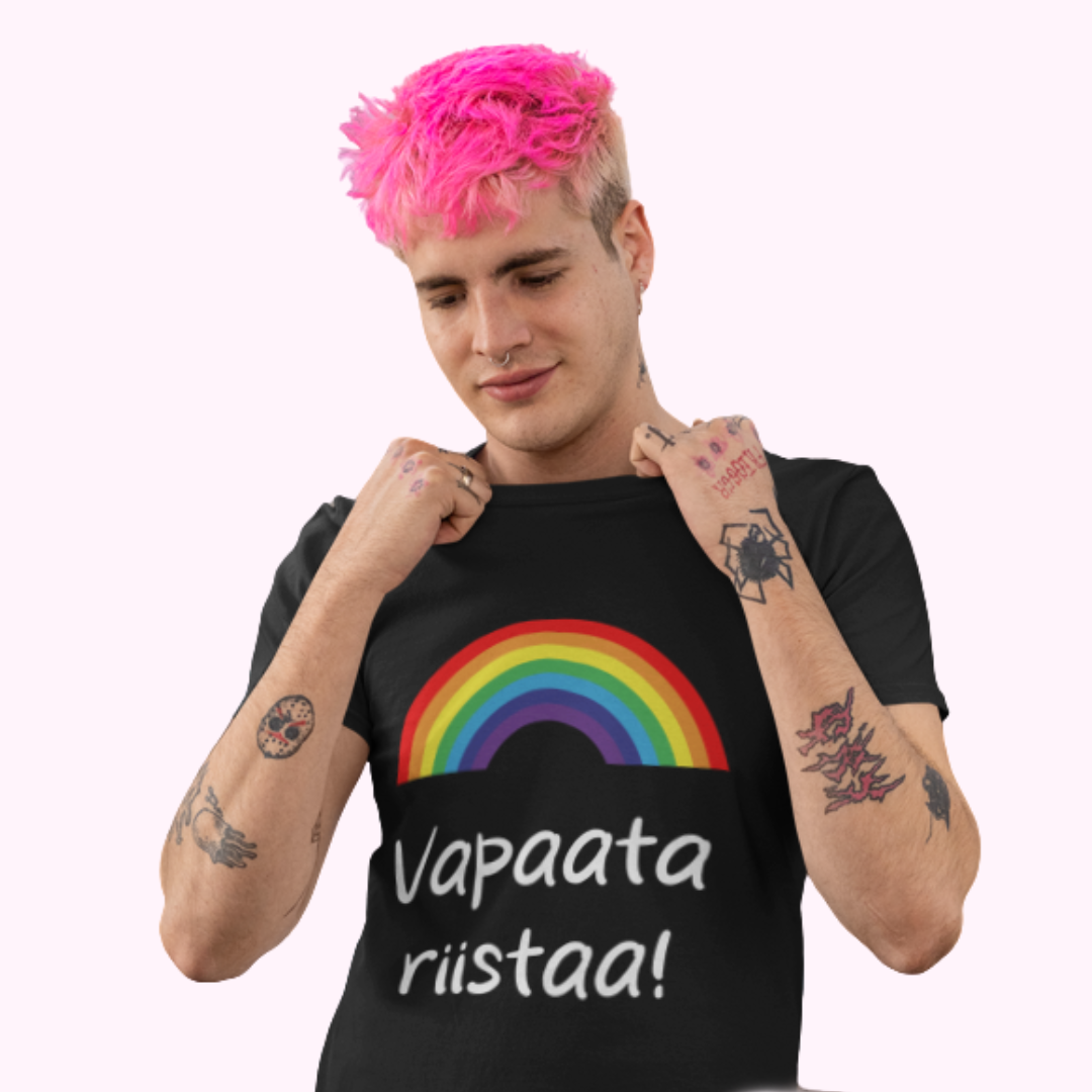 T-paita "Vapaata riistaa" 🏳️‍🌈